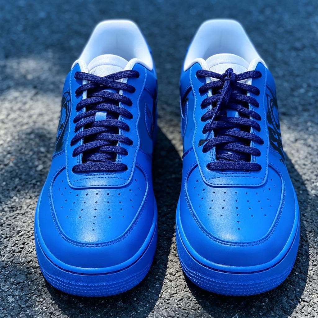 Custom Air Force 1 Sneakers, Blue Reaper AF1, Hand Painted Shoes, Gift for Him Her, Streetwear Fashion, Birthday Christmas Gradient Gift
