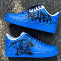 Custom Air Force 1 Sneakers, Blue Reaper AF1, Hand Painted Shoes, Gift for Him Her, Streetwear Fashion, Birthday Christmas Gradient Gift