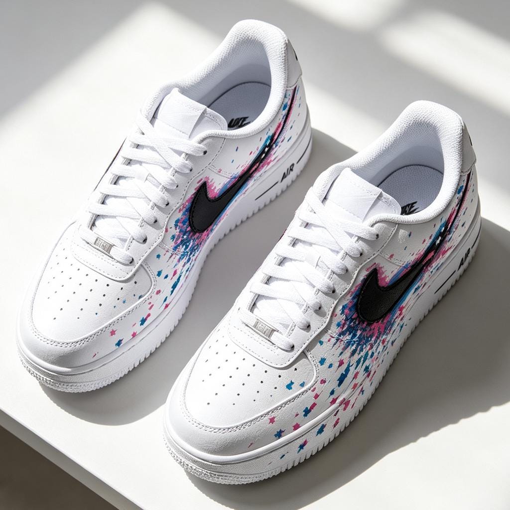 Custom Air Force 1 Sneakers,Hand Painted Pixel Splash&Neon Shoes,Trendy Streetwear Footwear Gift For Him