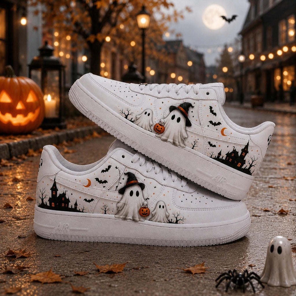 Custom Halloween Ghost Air Force 1 Shoes, Hand Painted Halloween Ghost AF1 Sneakers, Personalized Halloween Sneakers, Halloween Gift