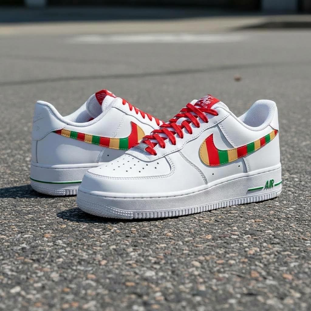 Christmas Custom Shoes, Festive Hand Painted AF1, Holiday Streetwear Kicks