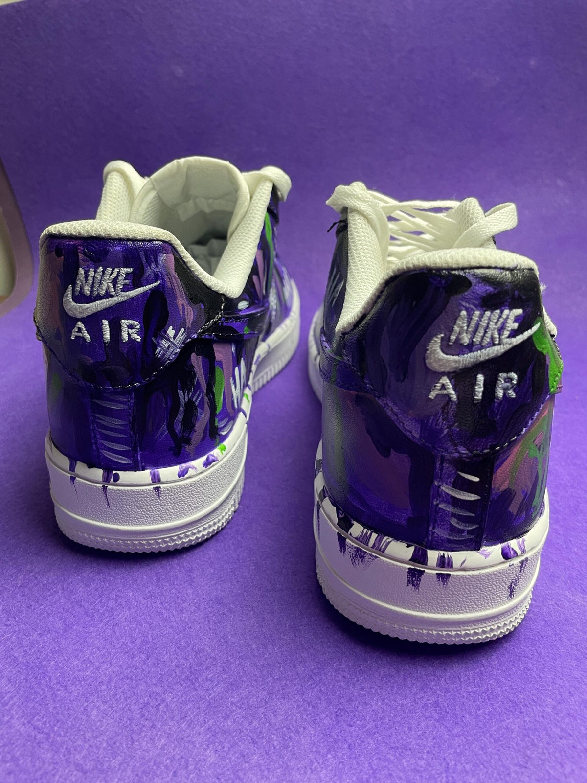 Custom Hand Painted AF1 Sneakers, Purple Joker Villain Shoes, Halloween Costume HAHA Sneaker, Personalized Comic Book Gift Men Women
