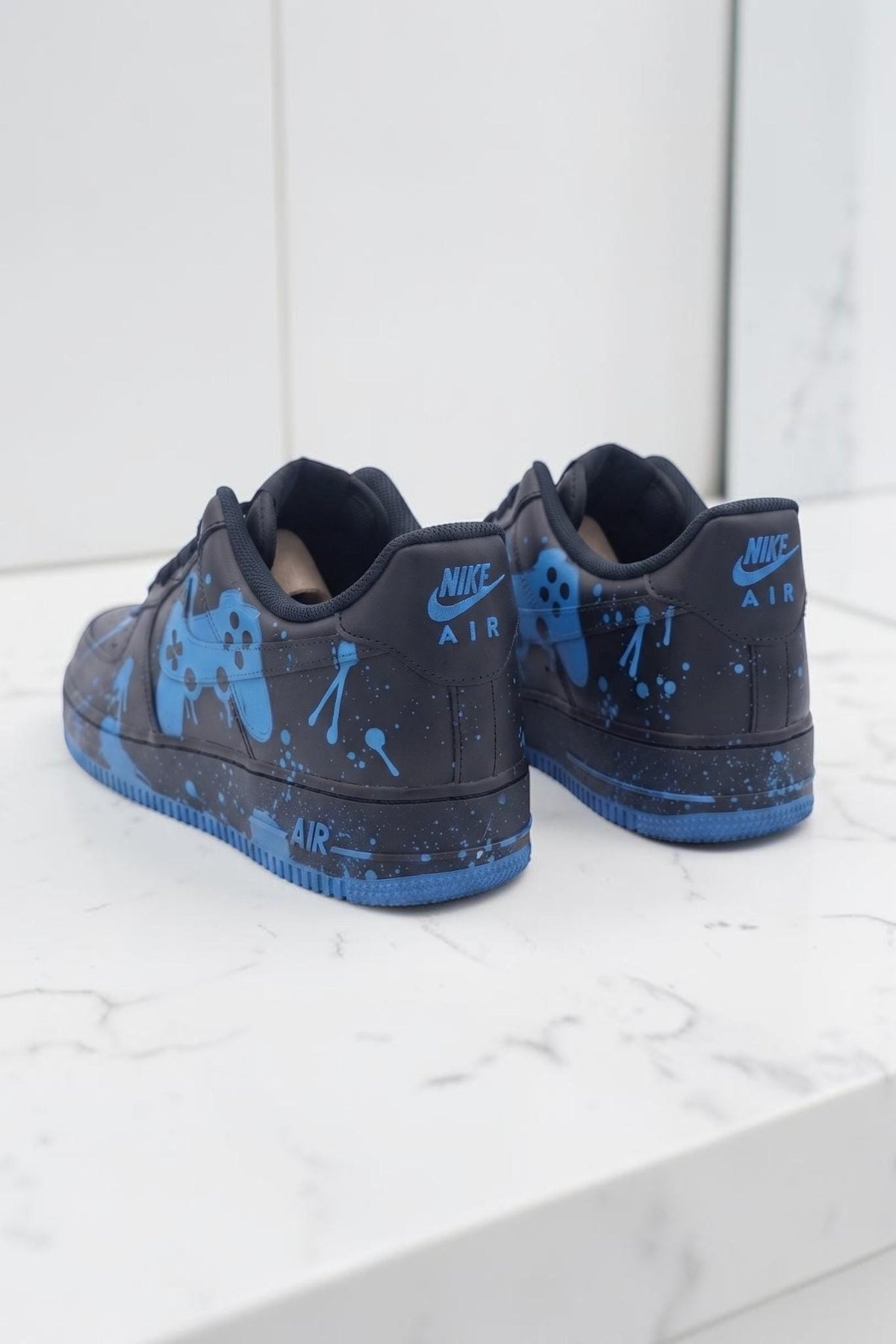 Custom Blue Game Sneakers, Blue Drip Hand Painted Shoes, Custom Streetwear Sneakers, Splash Paint Shoes, Unique Gift for Sneaker Lovers