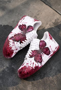 Custom Butterfly Sneakers, White Pink Hand Painted Shoes, Aesthetic Drip Streetwear Gift