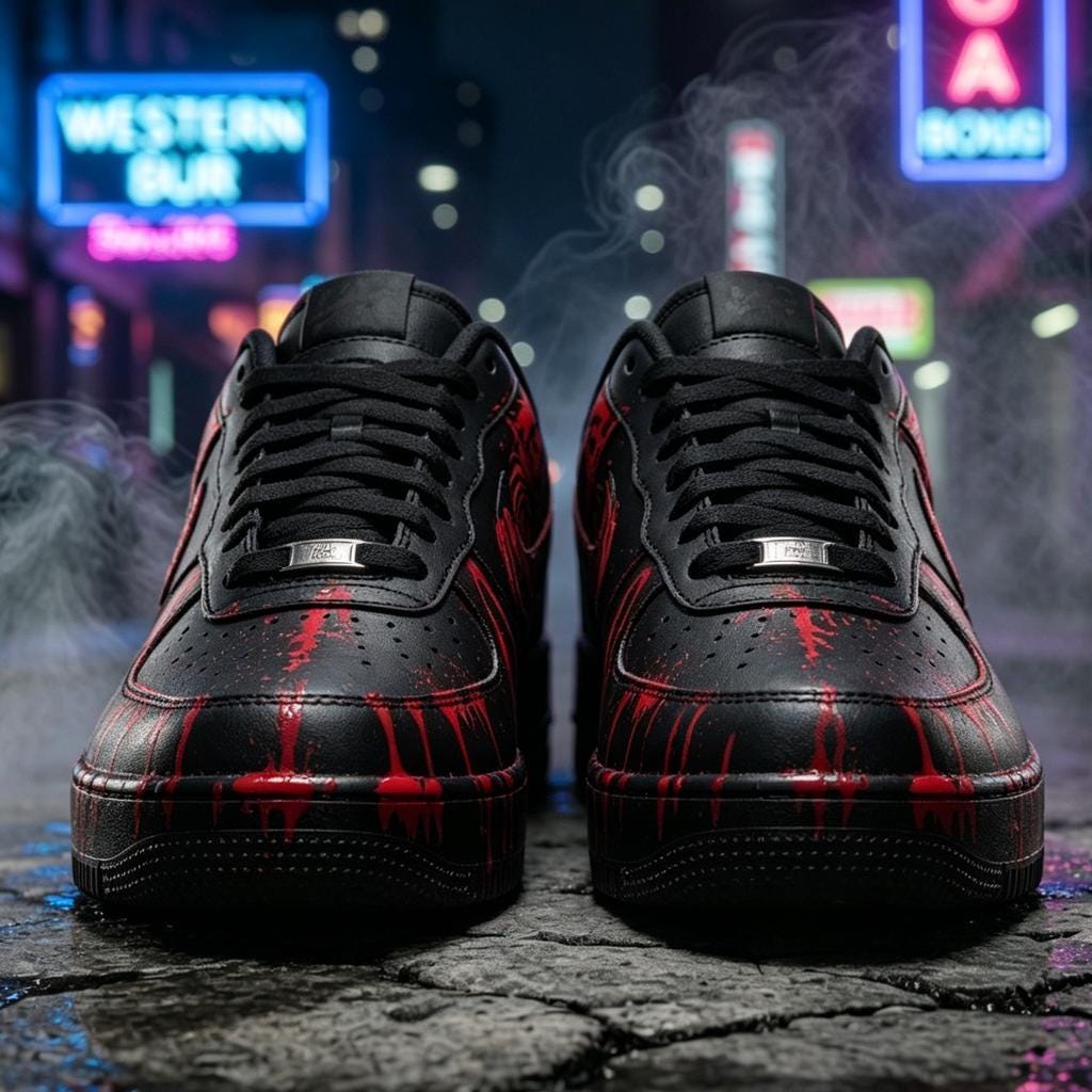 Custom Air Force 1 Shoes, Grim Reaper Blood Drip Hand Painted Sneakers, Halloween Goth Custom Footwear, Halloween Gift For Lovers