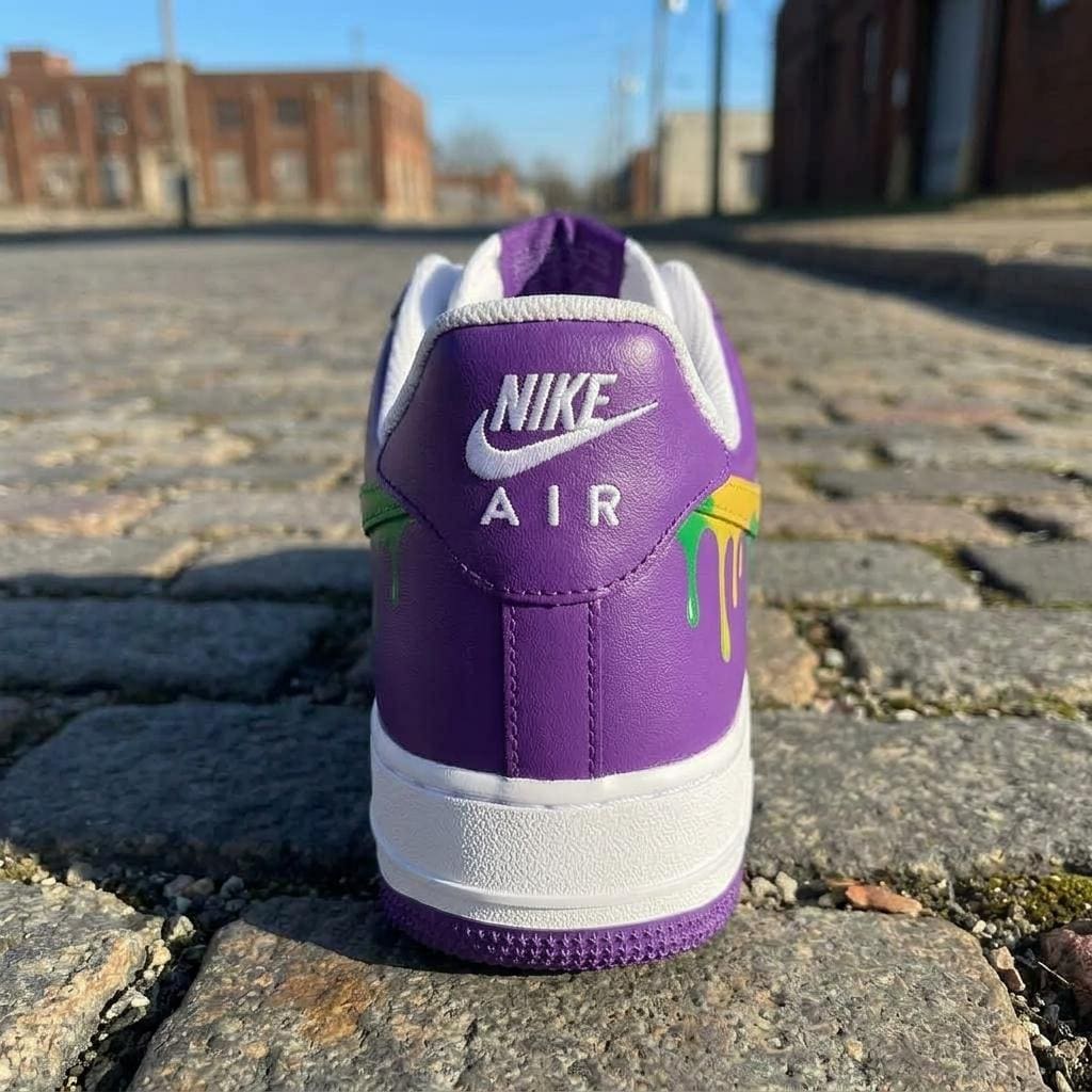 Colorful Drip Custom Sneakers, Hand Painted Shoes, Purple Green Design, Streetwear Gift