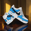 Blue Drip Cartoon Sneakers, White Graphic Streetwear Shoes, Custom Art Shoes, Trendy Casual Sneakers, Unique Gift for Sneaker Lovers