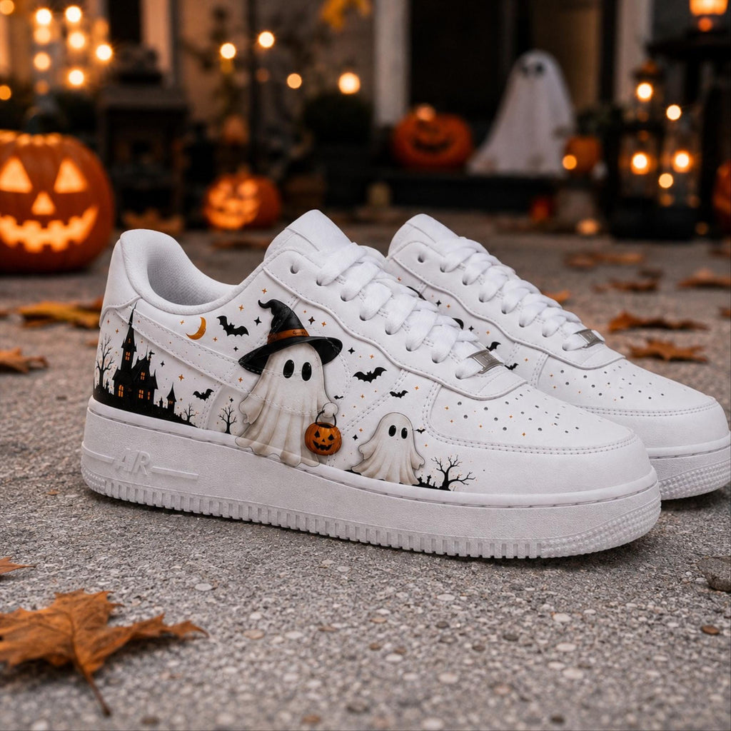 Custom Halloween Ghost Air Force 1 Shoes, Hand Painted Halloween Ghost AF1 Sneakers, Personalized Halloween Sneakers, Halloween Gift