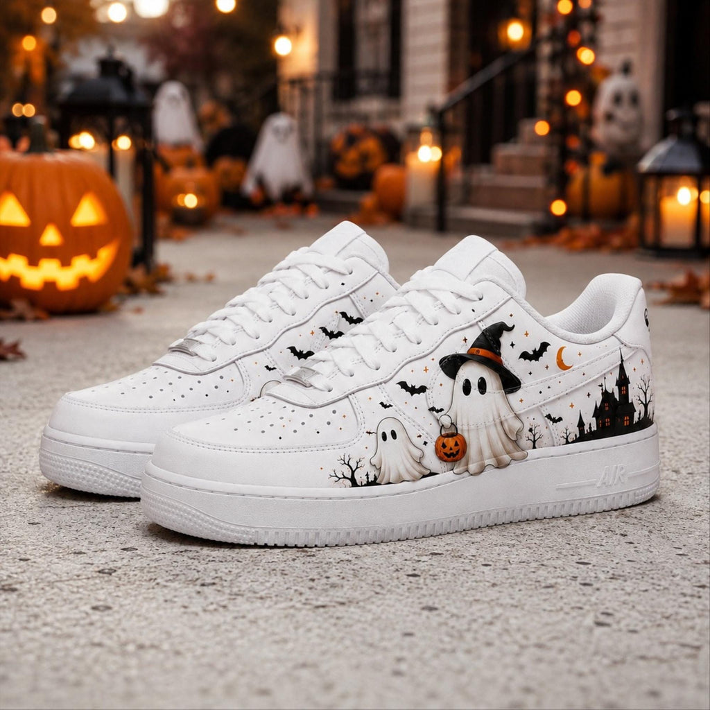Custom Halloween Ghost Air Force 1 Shoes, Hand Painted Halloween Ghost AF1 Sneakers, Personalized Halloween Sneakers, Halloween Gift