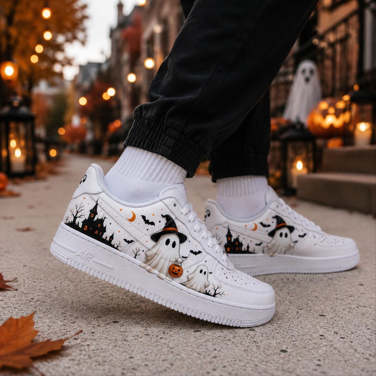 Custom Halloween Ghost Air Force 1 Shoes, Hand Painted Halloween Ghost AF1 Sneakers, Personalized Halloween Sneakers, Halloween Gift