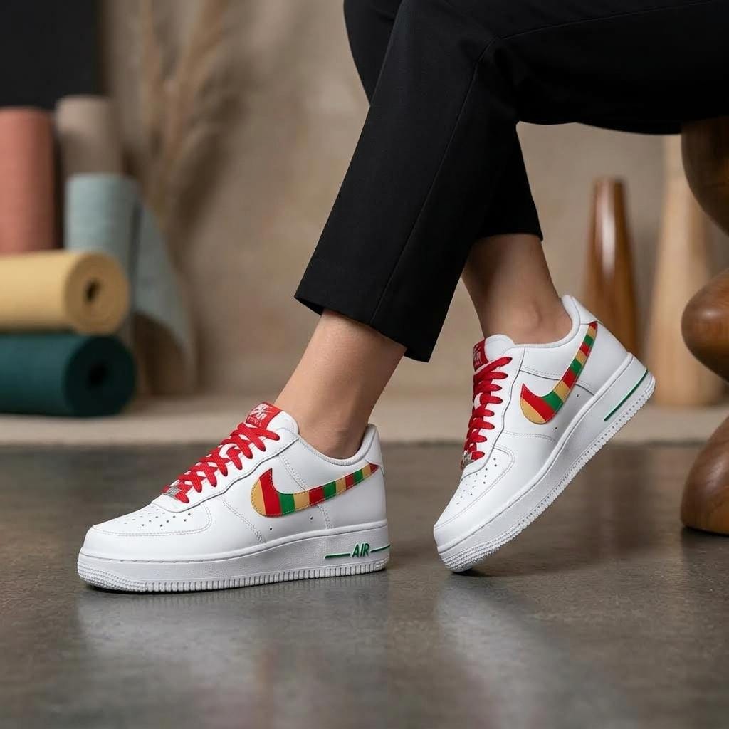 Christmas Custom Shoes, Festive Hand Painted AF1, Holiday Streetwear Kicks